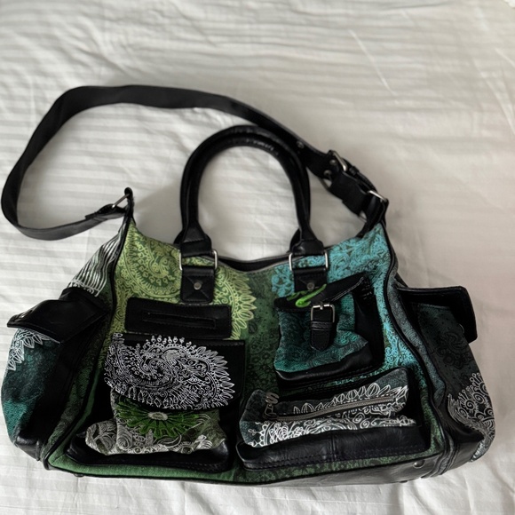 Desigual - Black and Green Hand Bag - Picture 13 of 16